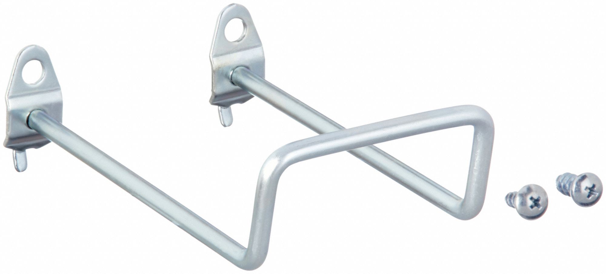 Double Closed Pegboard Hook: 1/8 in_1/4 in Peg Hole, Screw-In, Surface, Silver, 5 PK