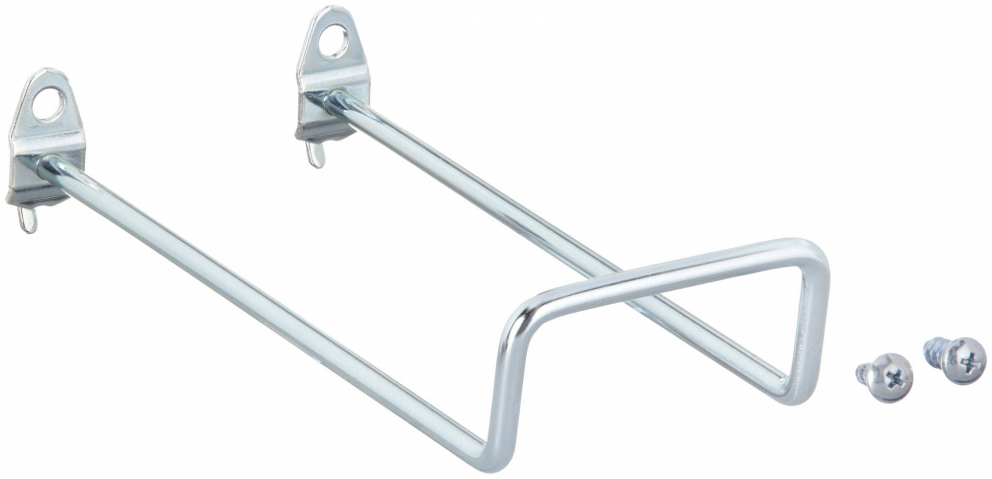 Double Closed Pegboard Hook: 1/8 in_1/4 in Peg Hole, Screw-In, Surface, Silver, 5 PK