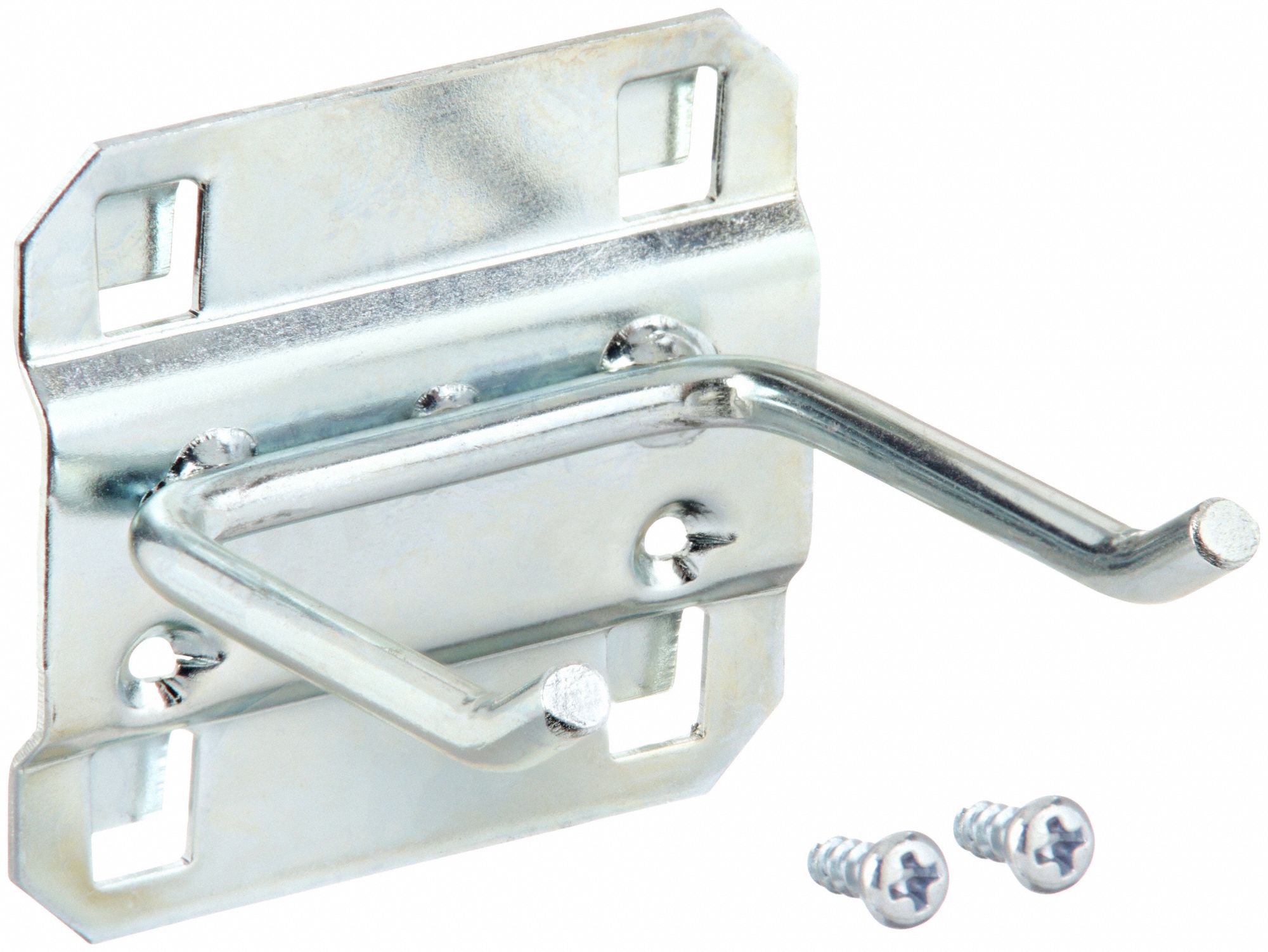 DOUBLE ROD PEGBOARD HOOK, 2½ IN X 2¼ IN, SCREW-IN, SURFACE, SILVER