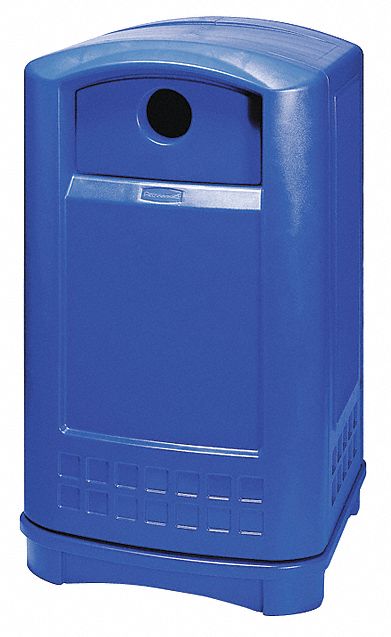 50 gal Square Recycling Can,  Plastic,  Blue