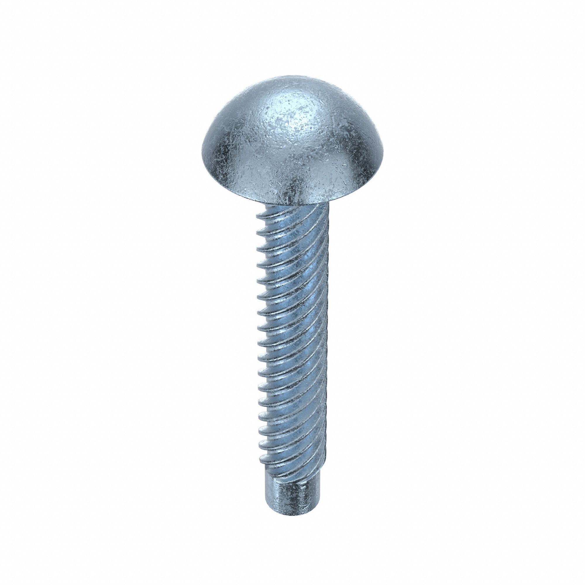 U-Drive Screw: 7/64 in Shoulder Dia, 3/4 in Lg, Round, Type U, Steel, Zinc Plated, 0.109 in Head Ht