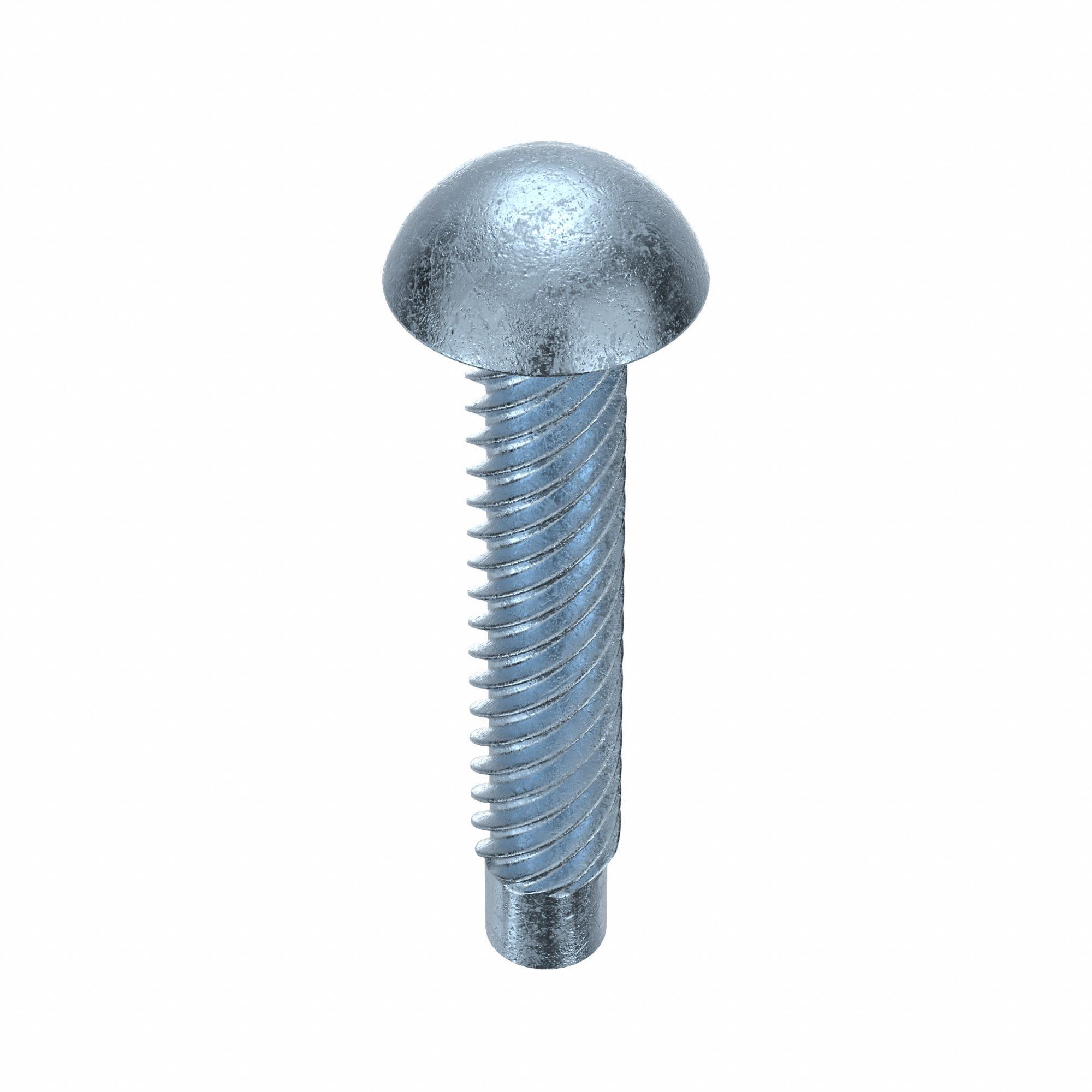 U-Drive Screw: 3/16 in Shoulder Dia, 1 in Lg, Round, Type U, Steel, Zinc Plated, 0.141 in Head Ht