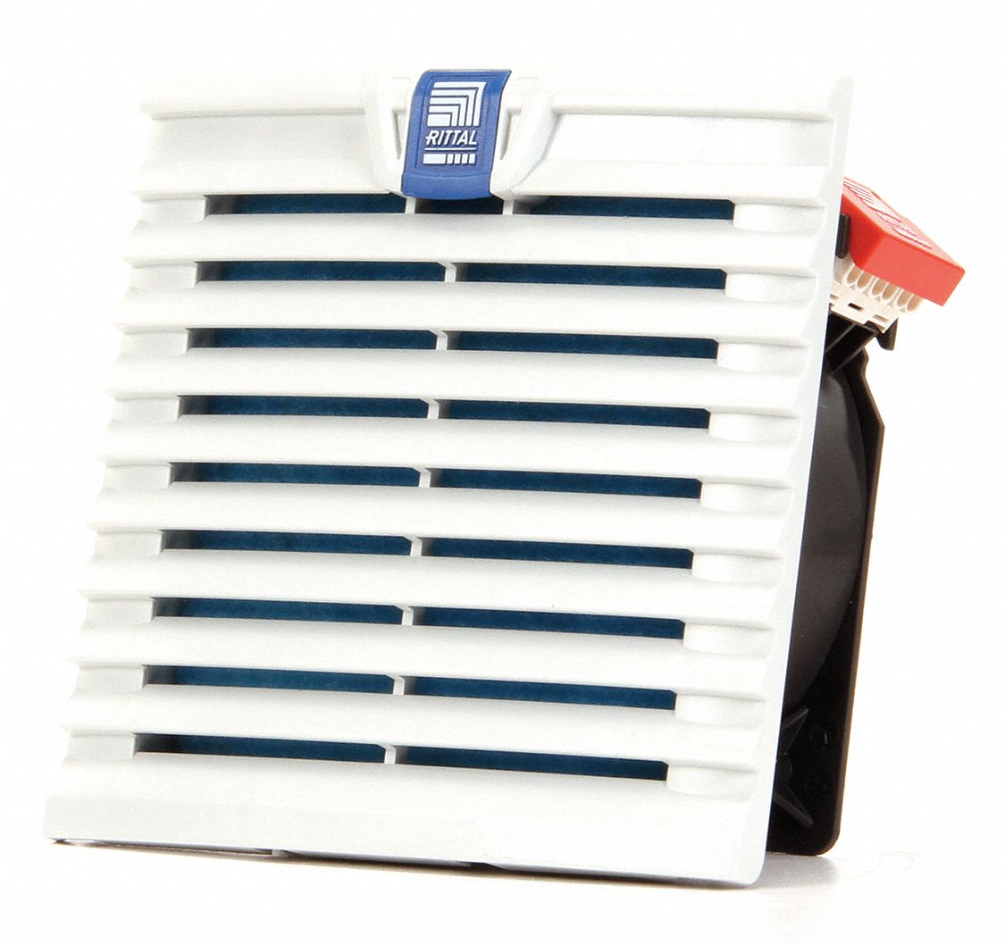 Wet-Location Square Axial Fan: 5 13/16 in Ht, 2 7/8 in Dp, 15 cfm, IP54, PBT Plastic, 115V AC