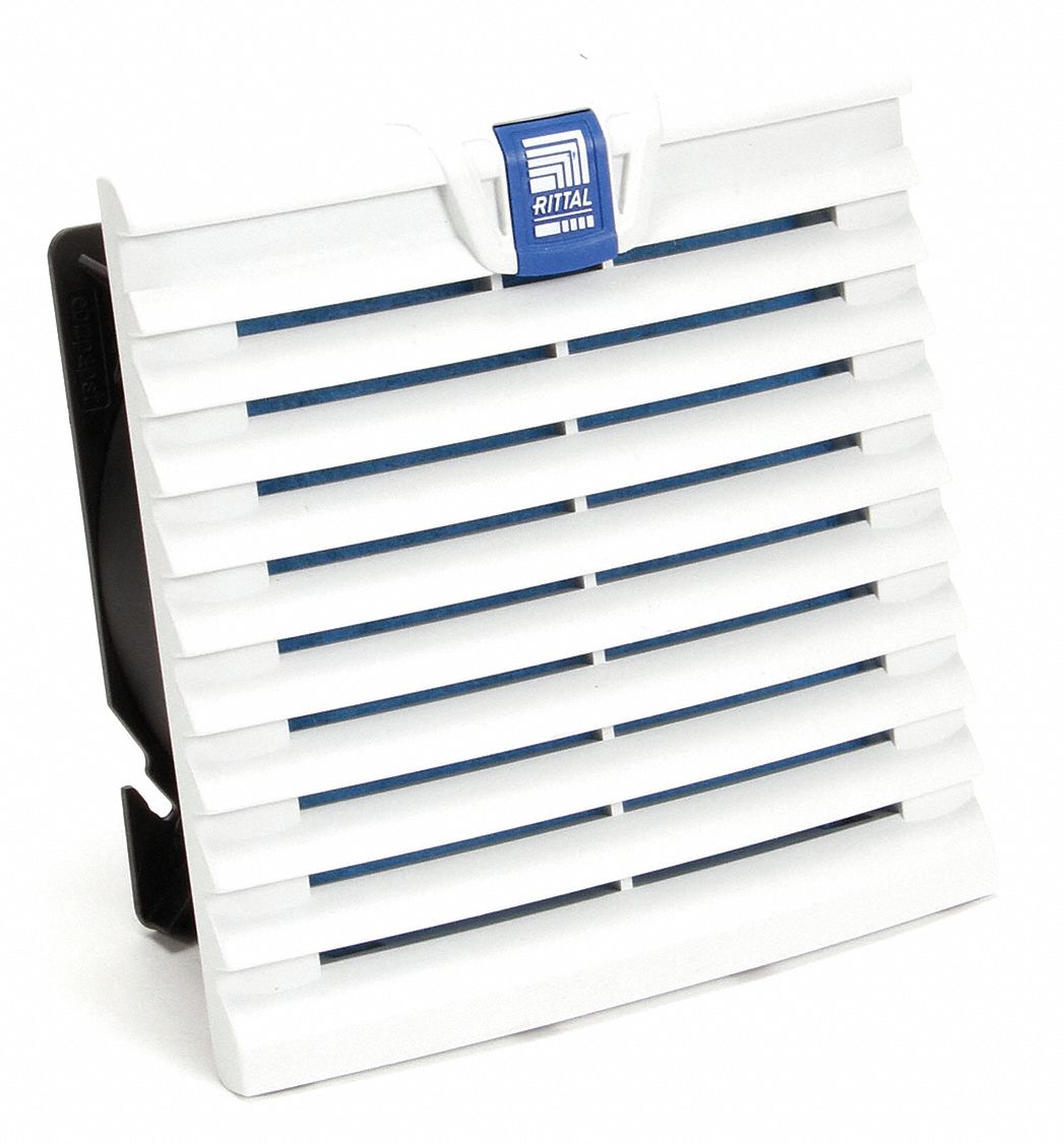 Wet-Location Square Axial Fan: 5 13/16 in Ht, 2 7/8 in Dp, 15 cfm, IP54, PBT Plastic, 230V AC