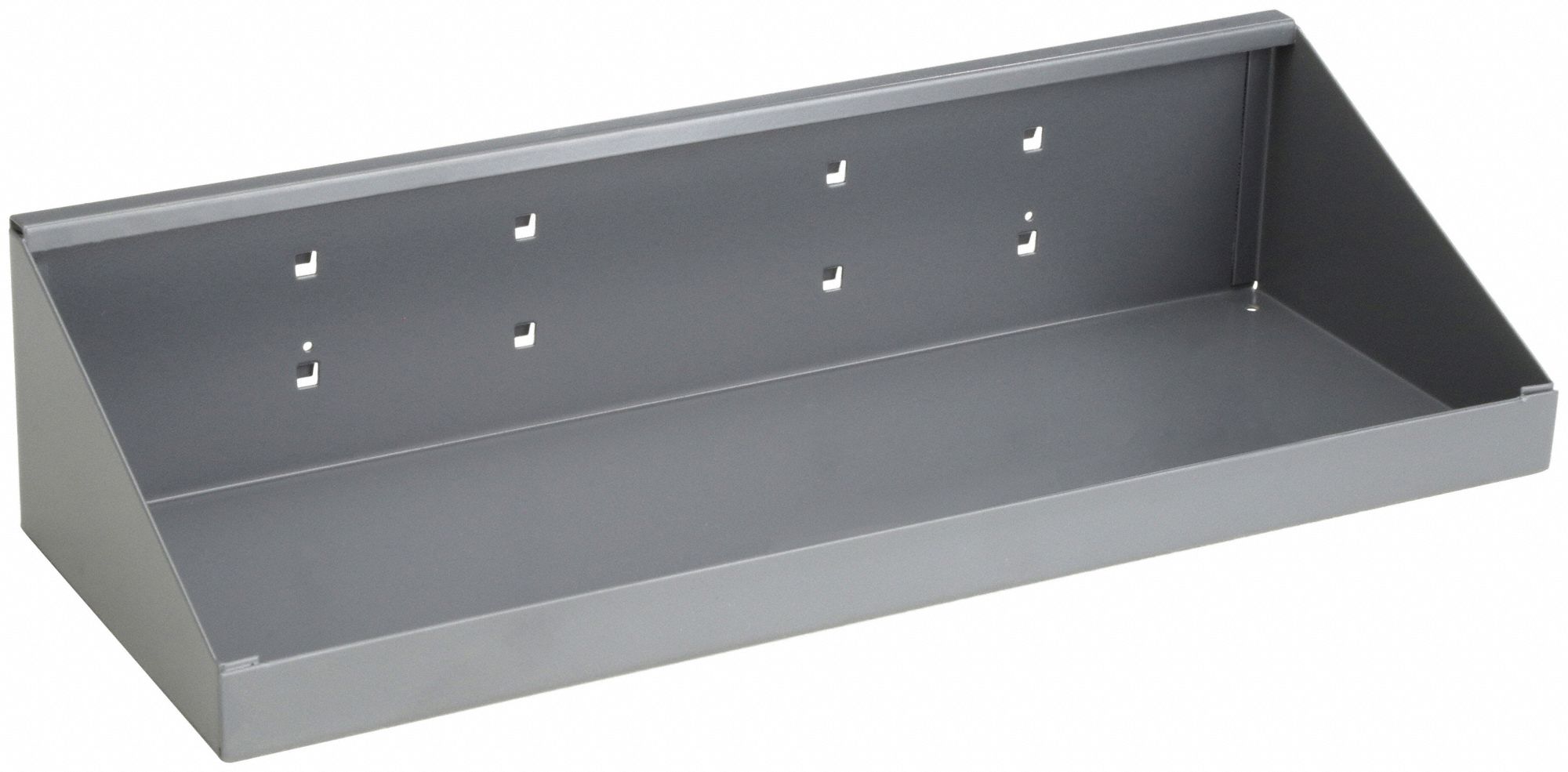 SHELF, FOR SQUARE PEGBOARD HOLE SHAPE, 18 IN X 6½ IN X 6½ IN, STEEL, GREY