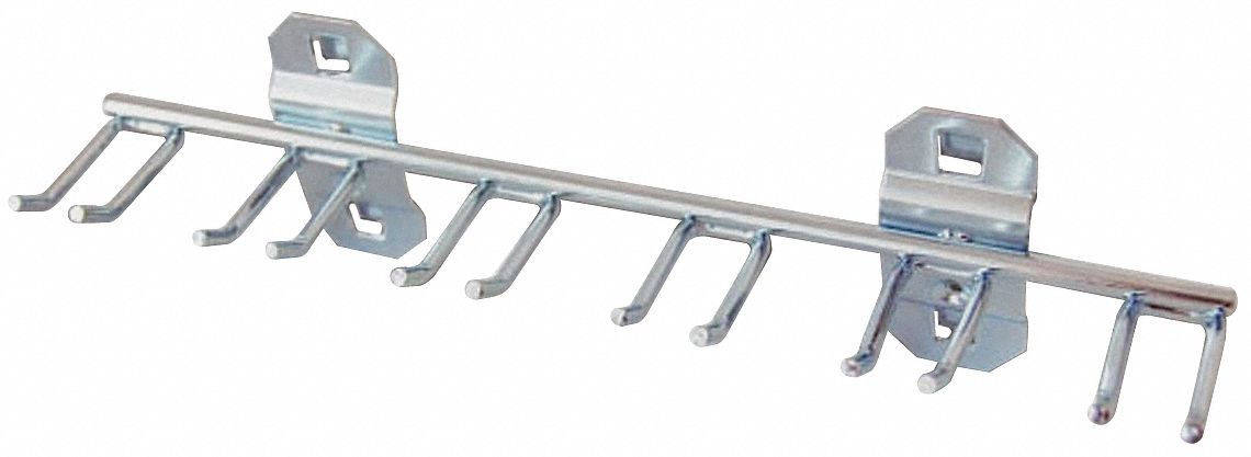 MULTI-PRONG TOOL HOLDER, 1½ IN X 8¼ IN, HANGING, SURFACE, SILVER