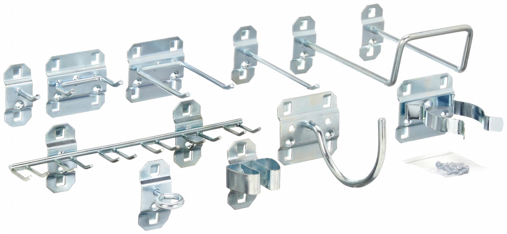 PEGBOARD HOOK ASSORTMENT KIT, 46 HOOKS, HANGING, SURFACE, SILVER