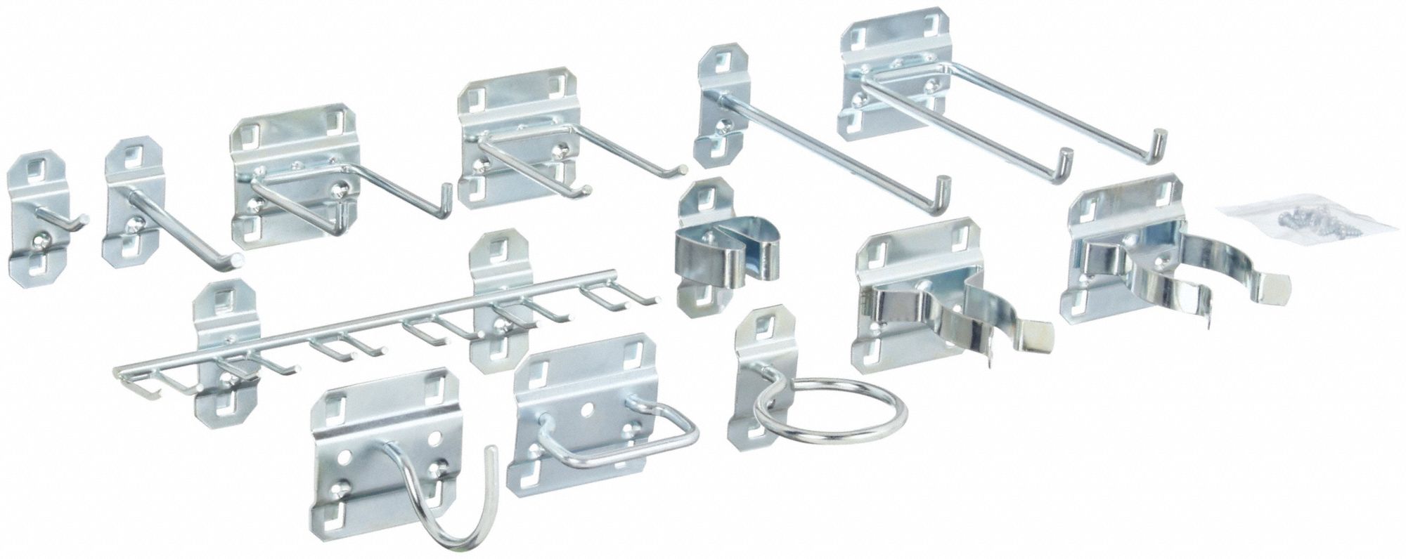 PEGBOARD HOOK ASSORTMENT KIT, 63 HOOKS, HANGING, SURFACE, SILVER