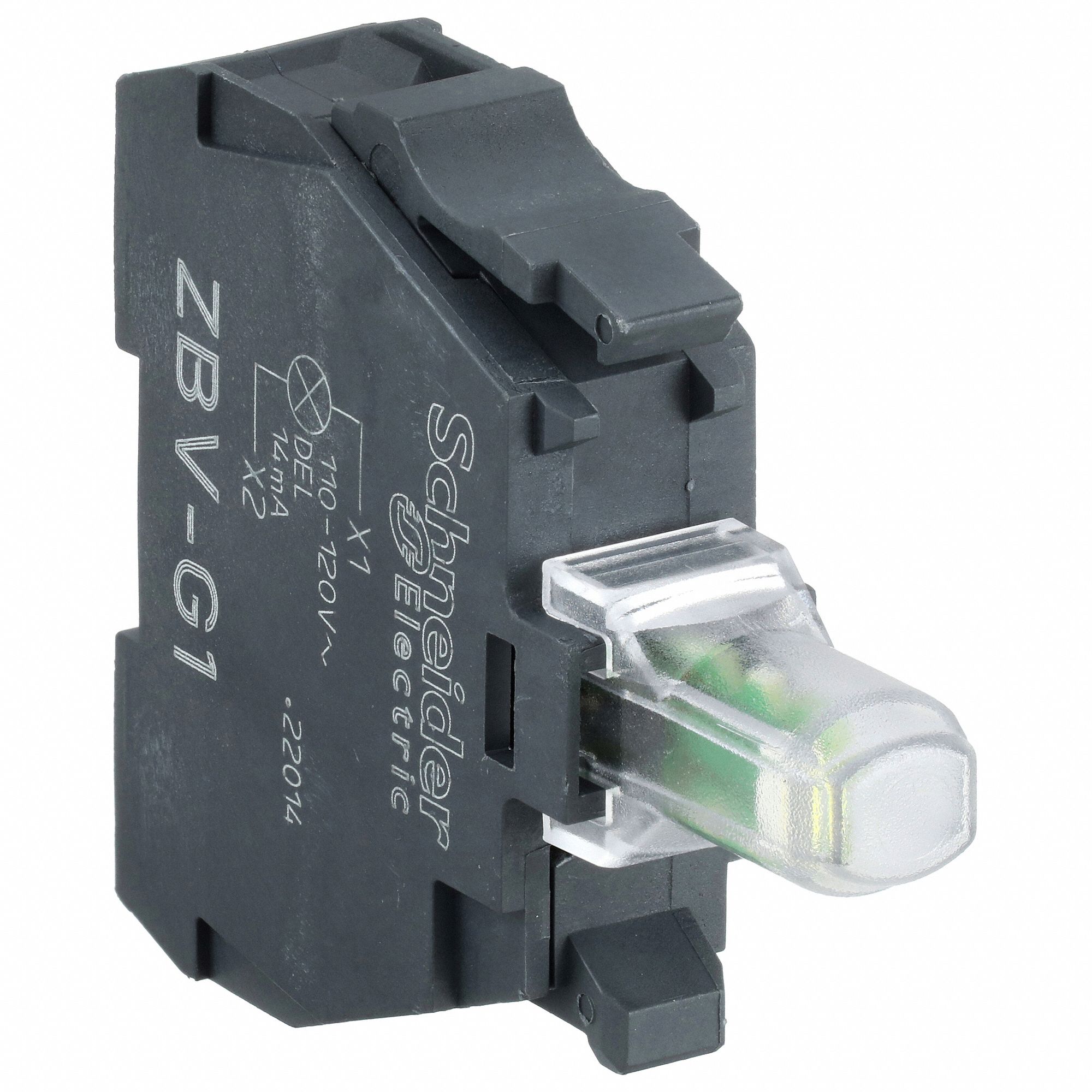 SCHNEIDER ELECTRIC Lamp Module with Bulb: White, 120V AC, LED, 120V AC,  Screw Clamp, 22 mm Size