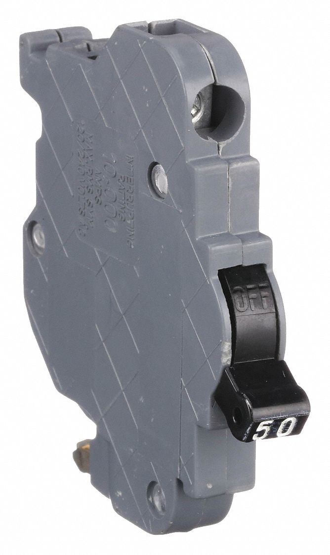 Miniature Circuit Breaker: 50 A Amps, 120V AC, 0.5 in Wd, 10kA at 120V AC, 1 Poles