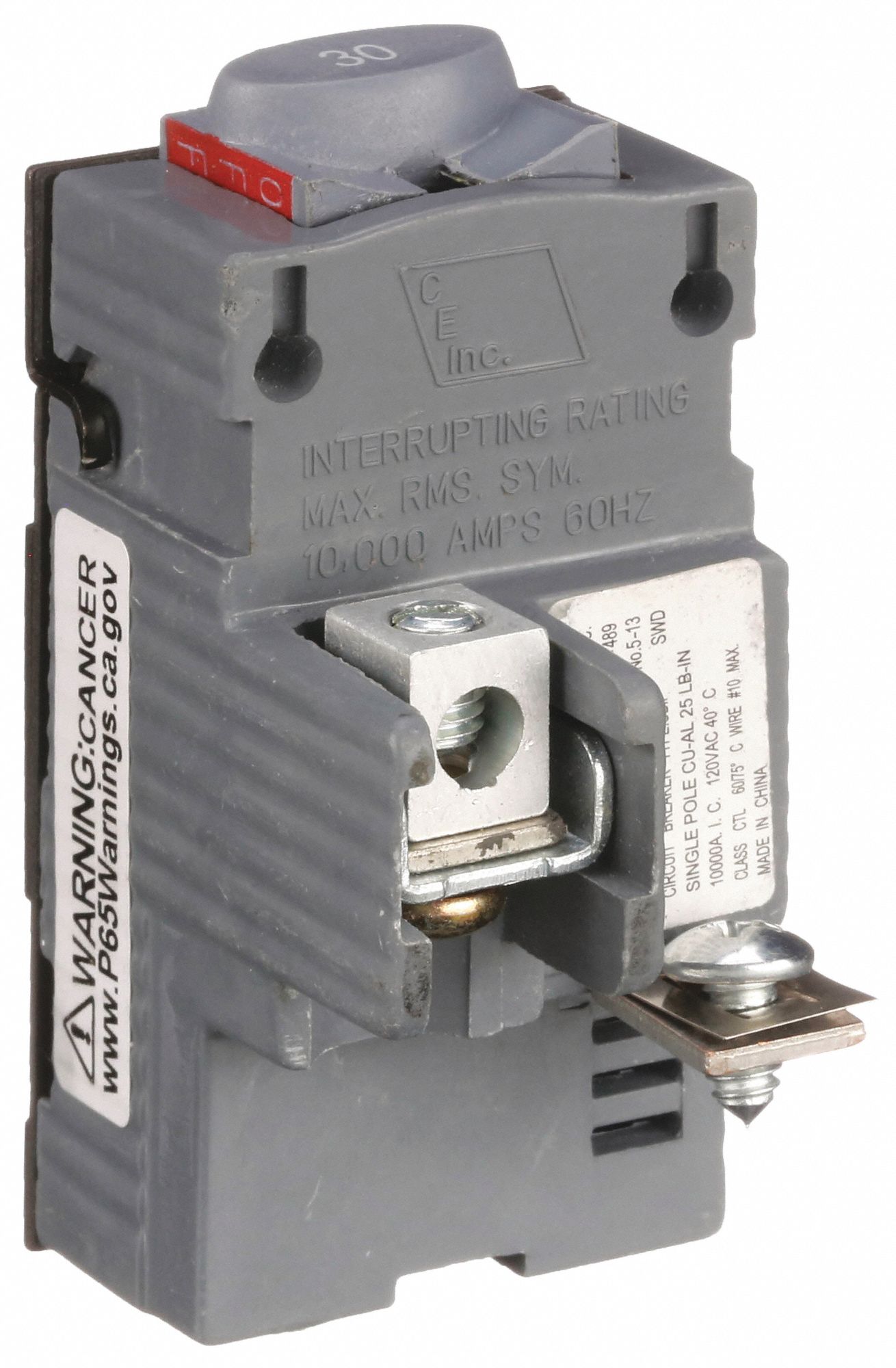 Miniature Circuit Breaker: 30 A Amps, 120V AC, 1.81 in Wd, 10kA at 120V AC, Pushmatic Load Centers