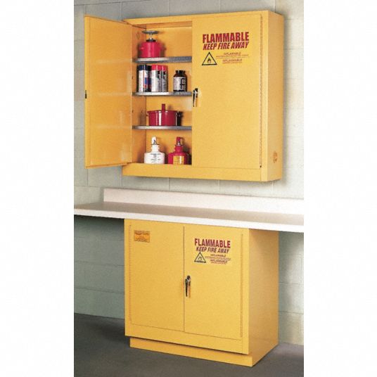 Undercounter Flammable Storage Cabinet - Manual Doors, 22 Gallon