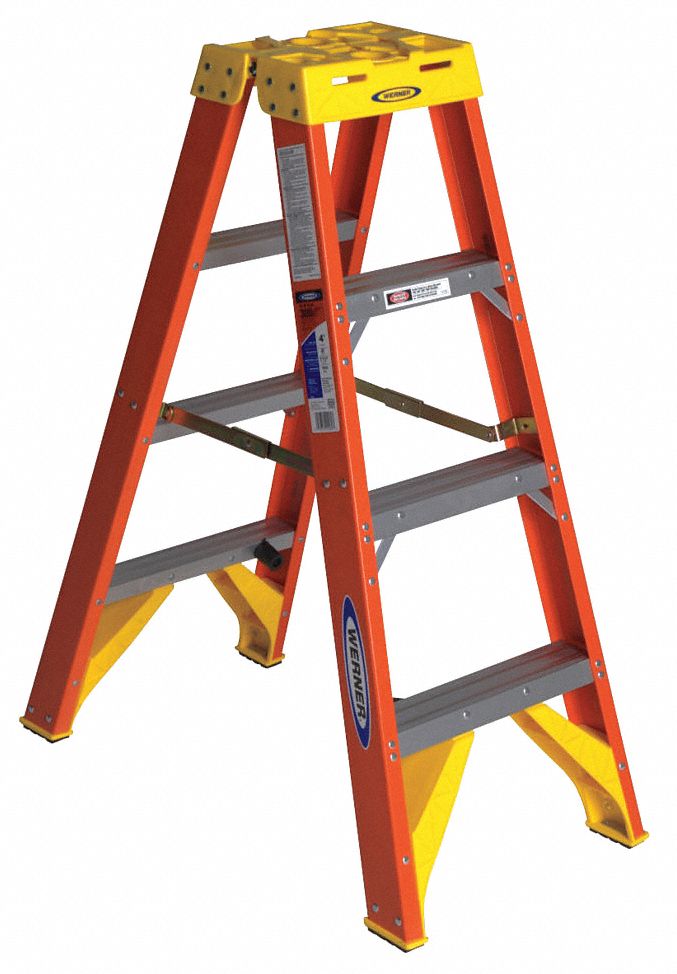 TWIN STEPLADDER, 4 FT LADDER SIZE, FIBREGLASS, 300 LB LOAD CAPACITY, 19 LB W