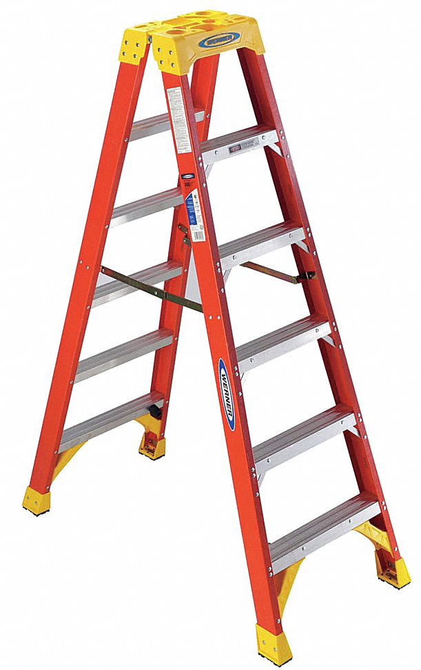 TWIN STEPLADDER,FIBERGLASS,IA,6FT,T6200