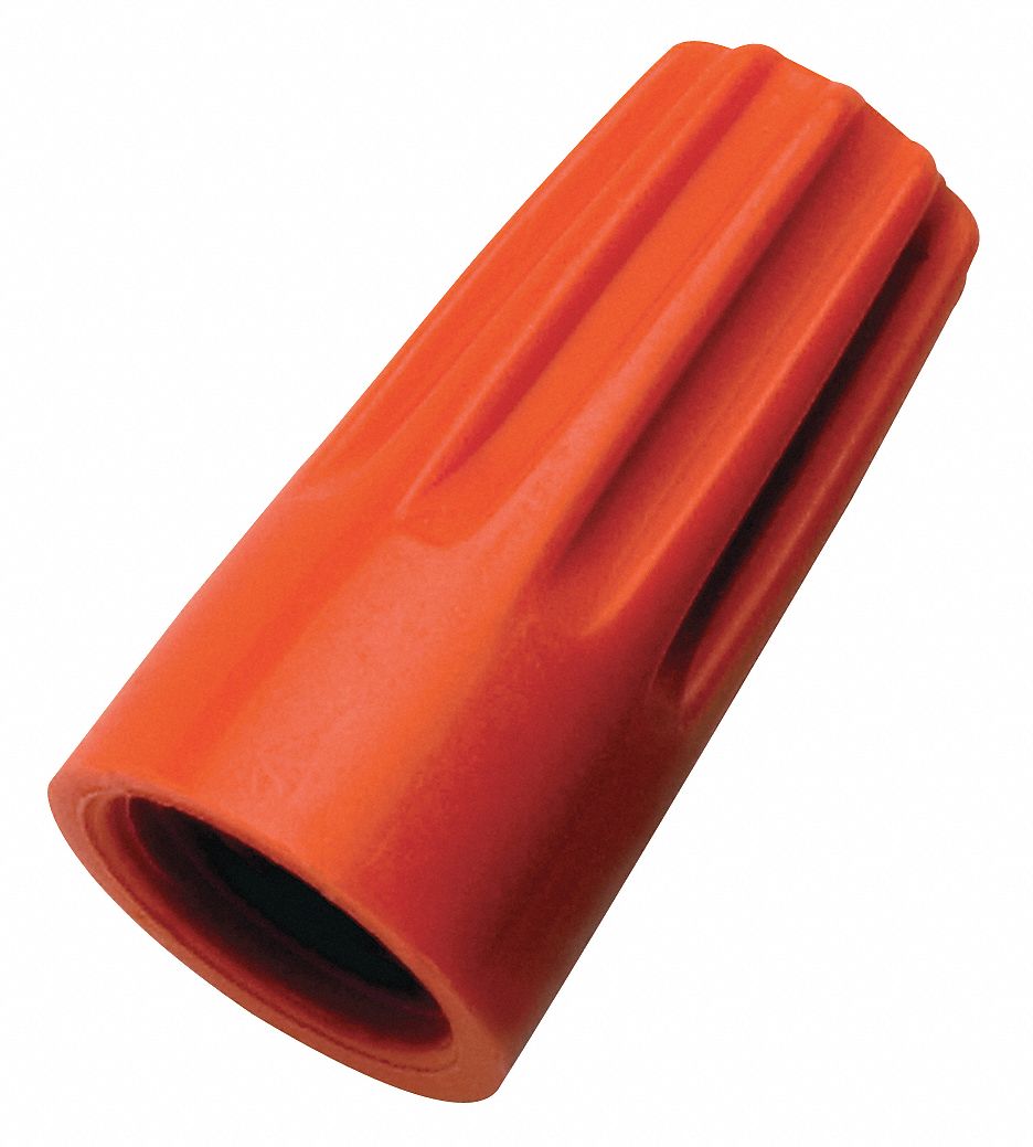 TWIST ON WIRE CONNECTOR, ORANGE, 22 AWG TO 14 AWG TWIST-ON WIRE SIZE RANGES