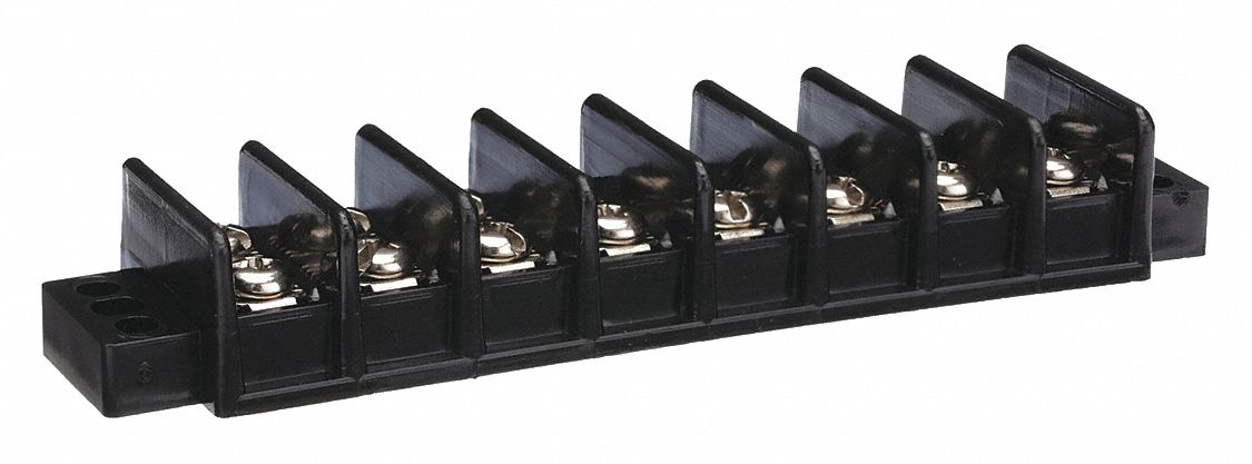Barrier Terminal Strip: 8 Poles, 22 AWG – 10 AWG For Wire Sizes, 30 A Max Current