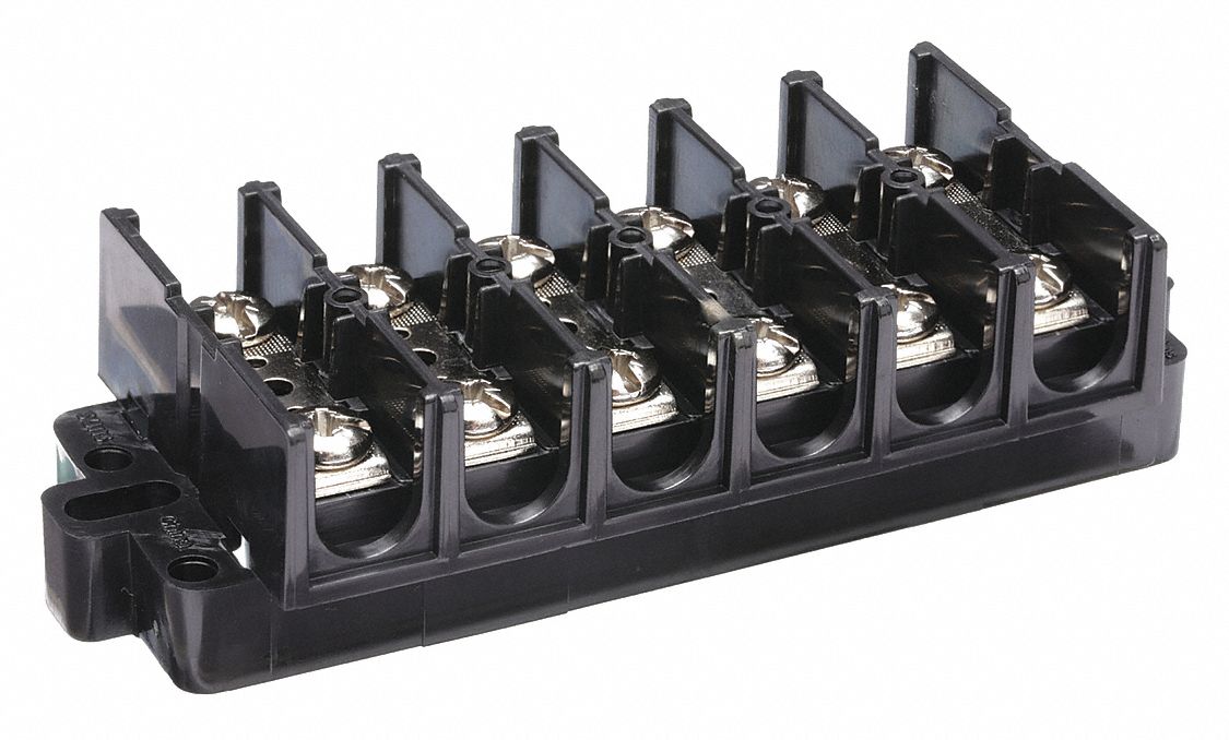 GRAINGER APPROVED 6Pole Thermal Plastic Terminal Strip, 60 A Amps, 600