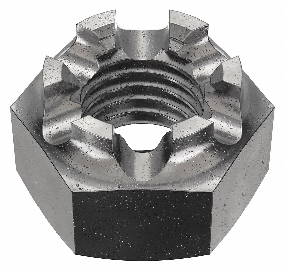 Slotted Castle, 5/16"24 Thread Size, Castle Nut 6YHK0371045G Grainger