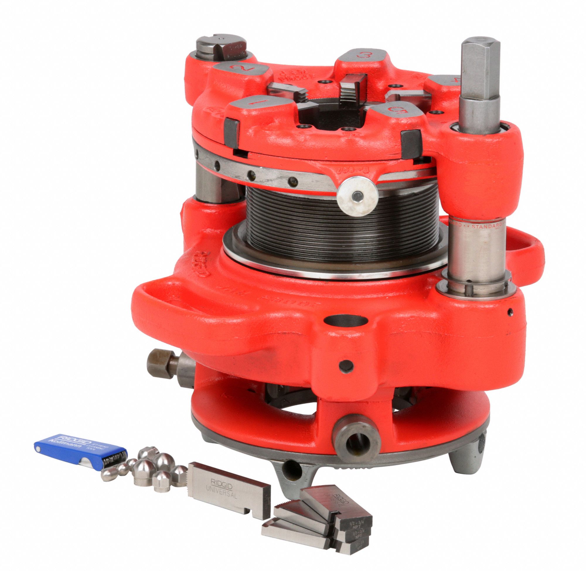 RIDGID Receding Geared Threader Functions With Pipes, NPT, 8 Threads