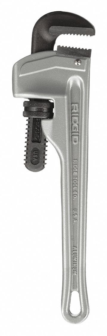 PIPE WRENCH, ALUMINUM, 2 IN JAW CAPACITY, SERRATED, 12 IN OVERALL L, I-BEAM