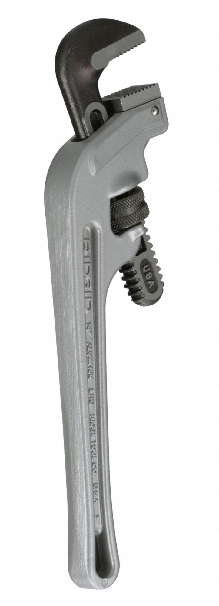 RIDGID End Pipe Wrench, Aluminum, Jaw Capacity 2 in, Serrated, Overall Length 14 in, IBeam