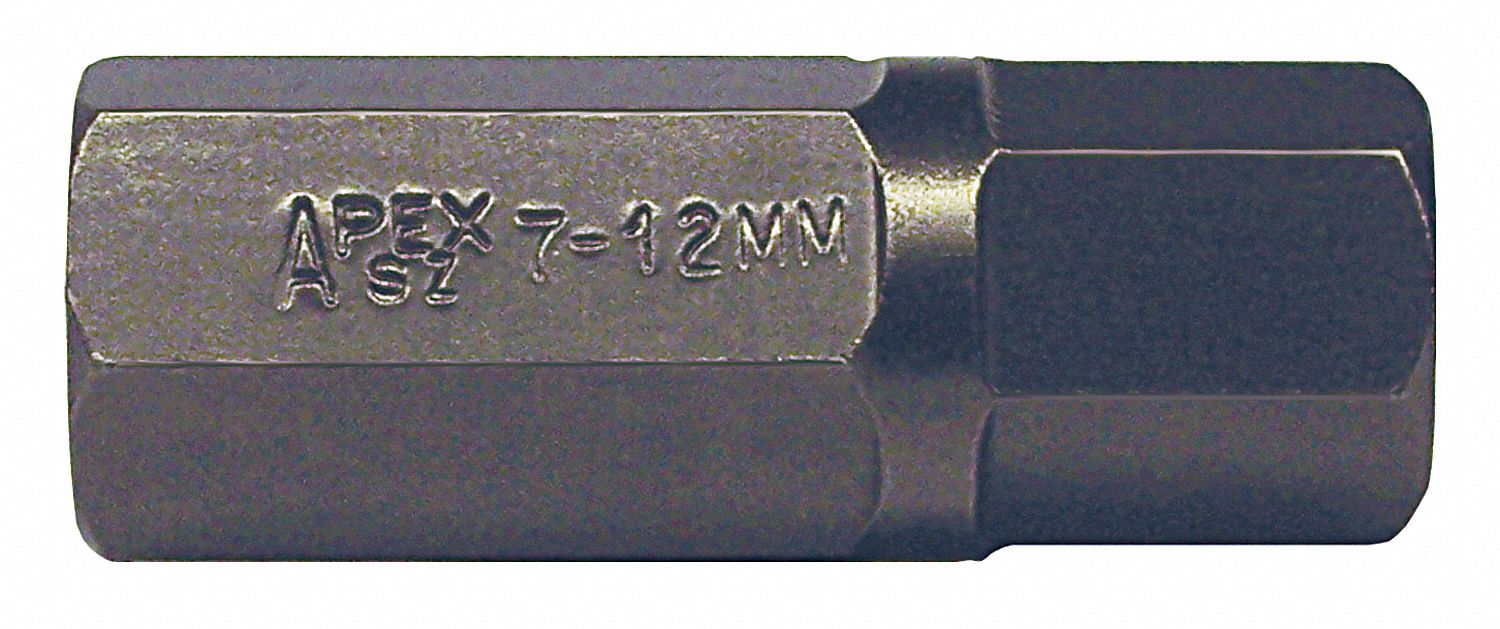 Insert Bit: Insert Bit, Metric, Hex Head, 12 mm Bit Industry Size, Std, 2 1/4 in Overall Lg