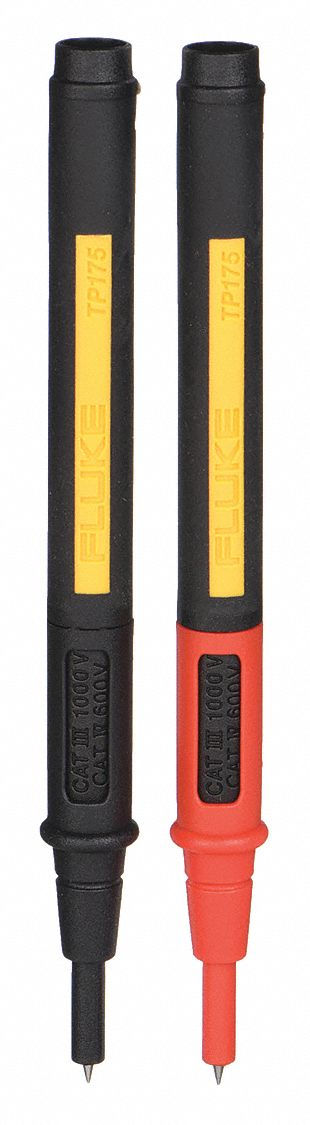 Test Probe: CAT II 1000V/CAT III 1000V/CAT IV 600V, Std Probe, 5 in Lg, Black/Red