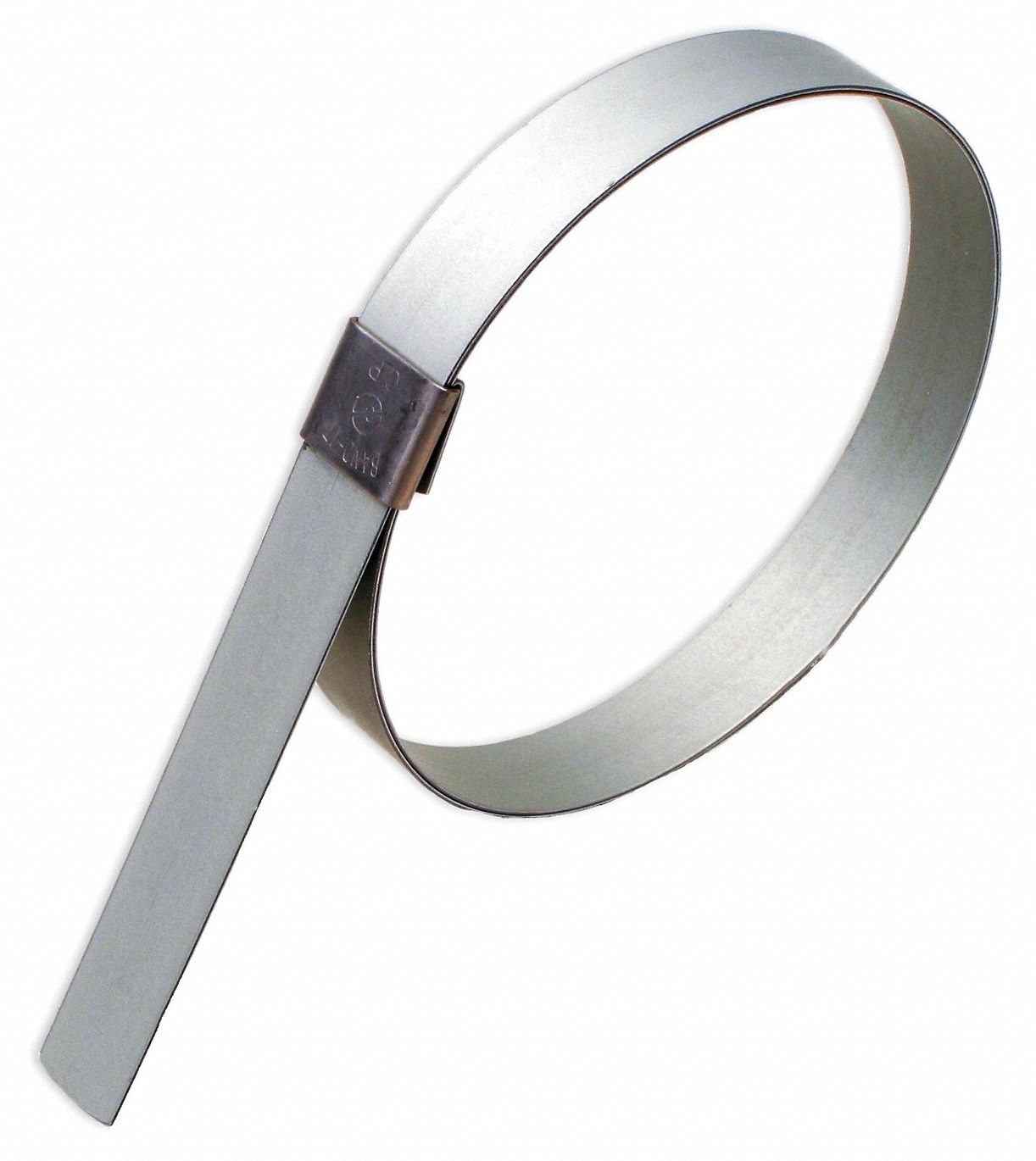 Hose Clamp: Galvanized Steel, 1 in – 4 1/4 in Clamping Dia, Center-Punch, 5/8 in Band Wd