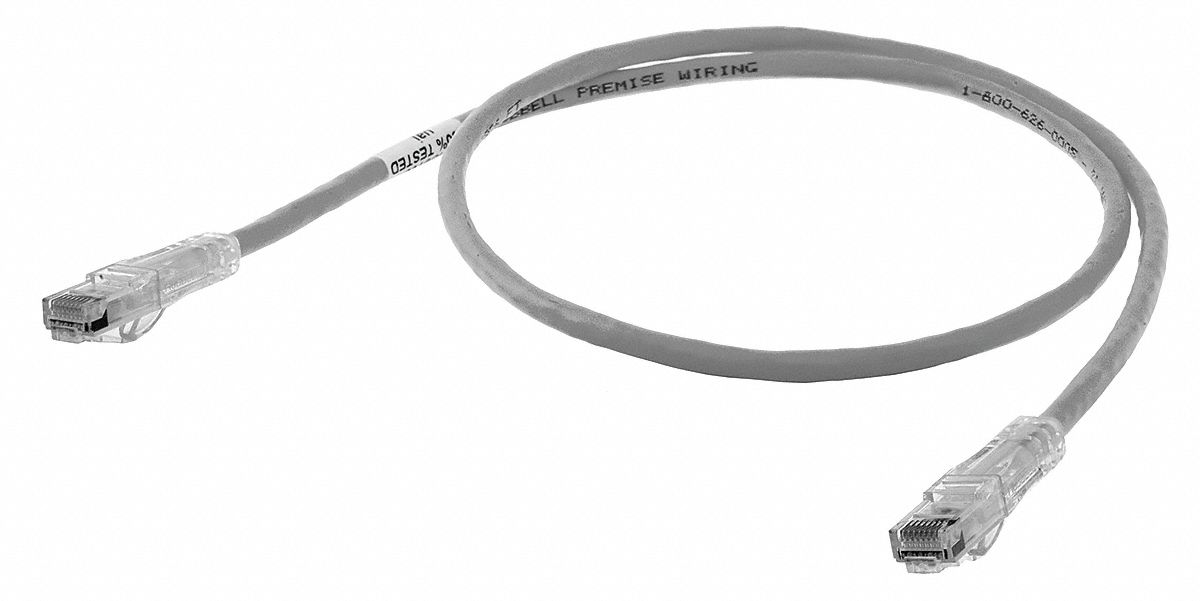 Patch Cord, Cat 6, Clear Boot, Gray, 10 ft.