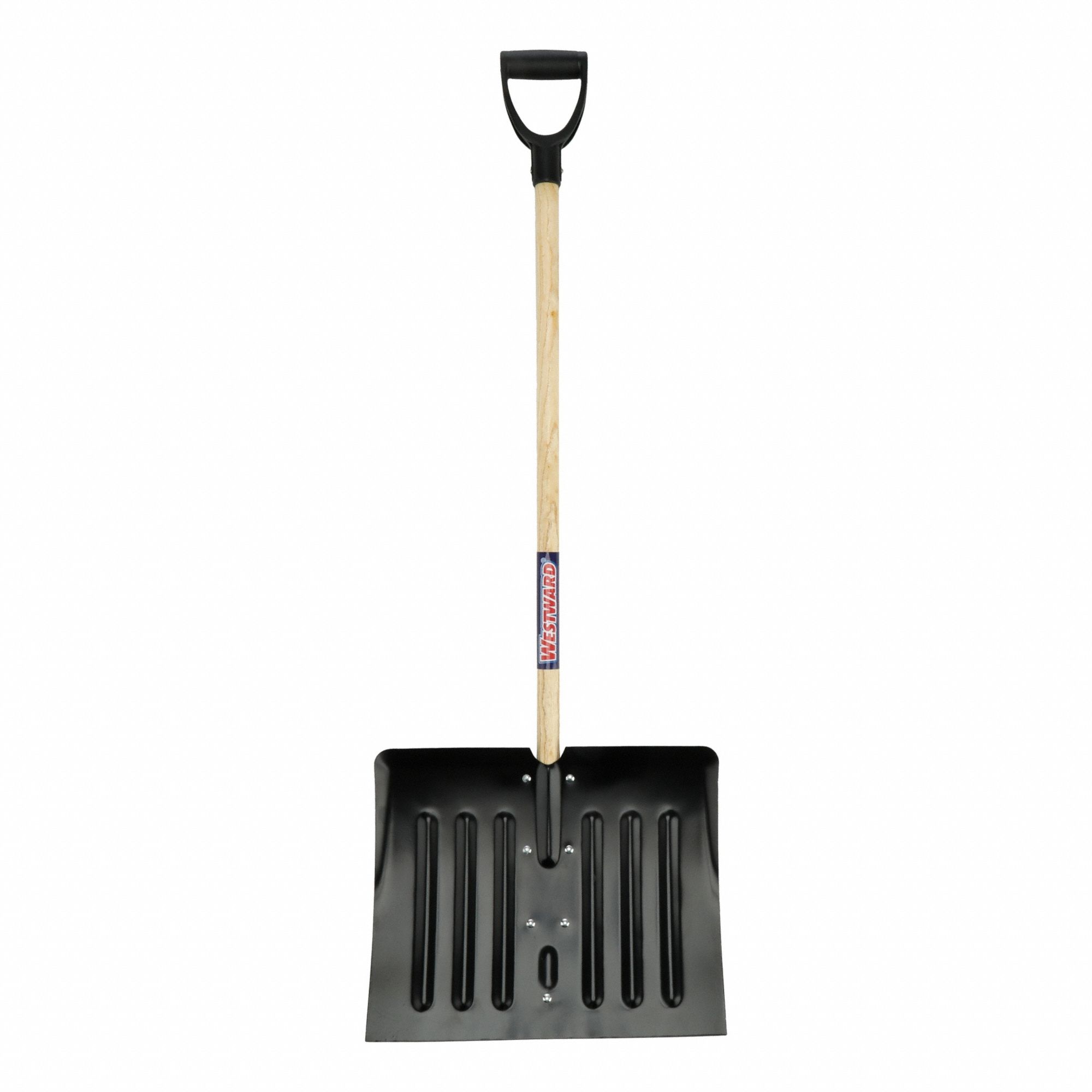 SNOW SHOVEL, STEEL, 14¾ IN BLADE L, 18 IN BLADE W, 18 GAUGE, 37 IN HANDLE L