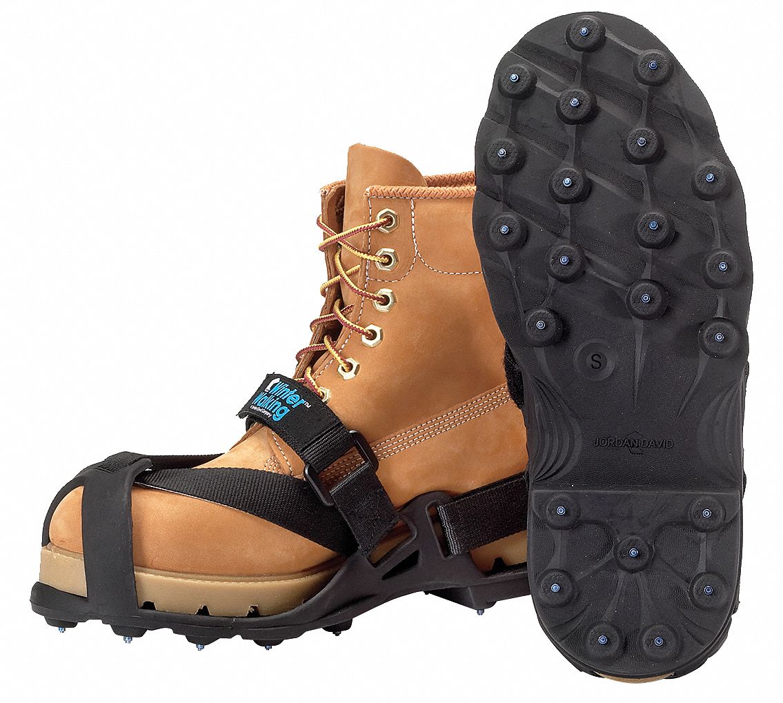 UNISEX ICE CLEATS, S, SIZE 5 TO 6½/7 TO 8½, TUNGSTEN CARBIDE, BLK/BL, WORKING TRACTION