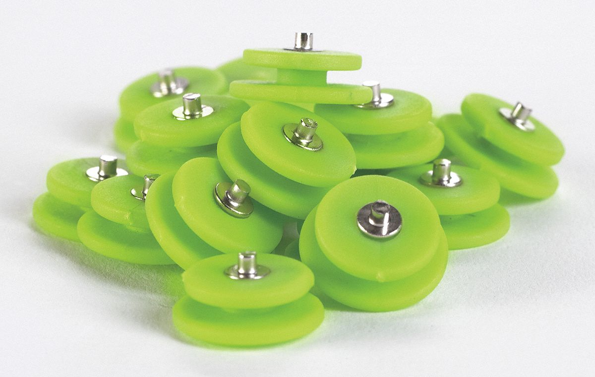 UNISEX REPLACEMENT SPIKES, TUNGSTEN CARBIDE, GREEN, CLIPS, FOR ALL-TRACTION FOOTWEAR