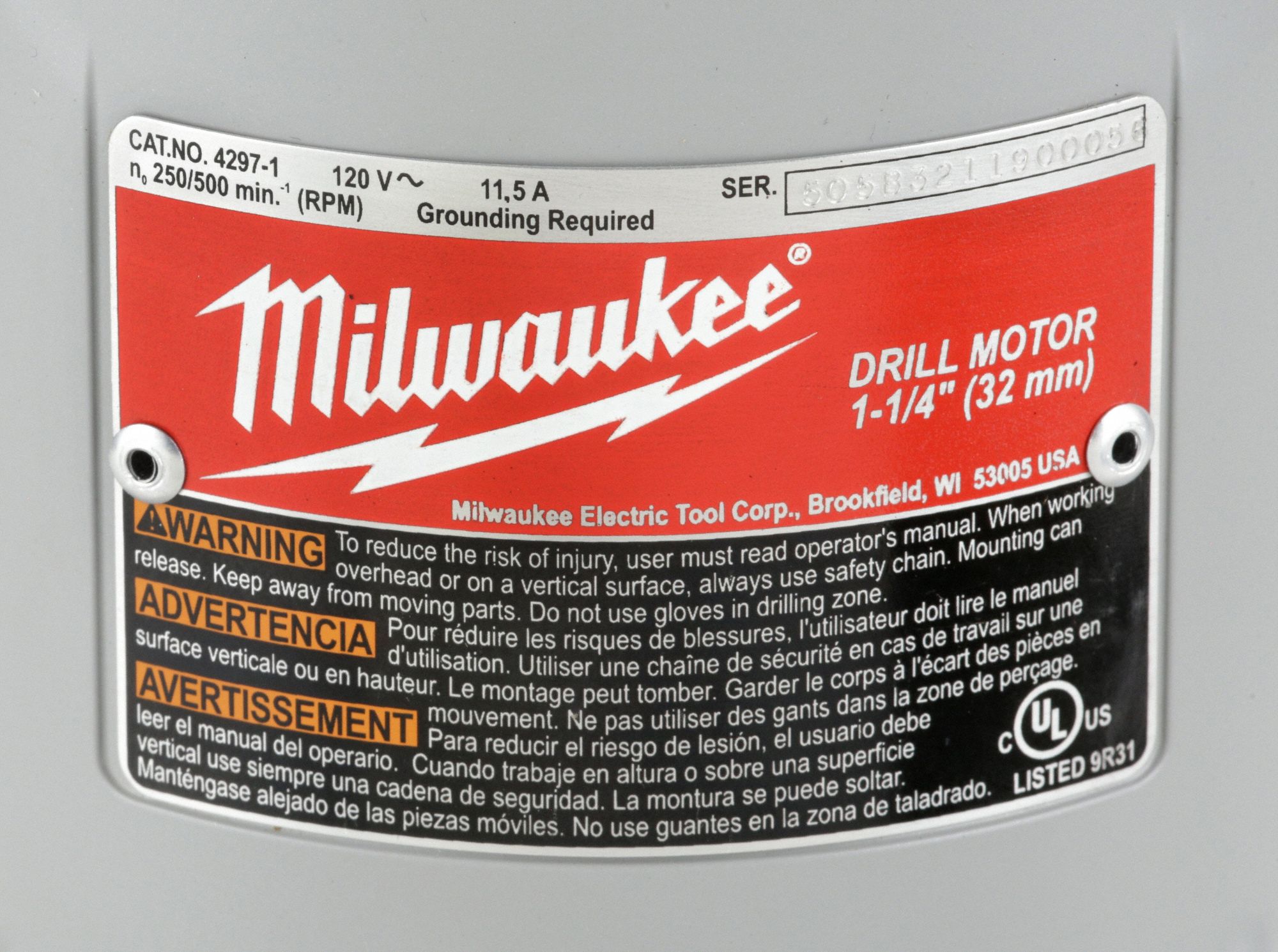 MILWAUKEE Drill Press Motor Large, Single Speed, 1 1/4 in