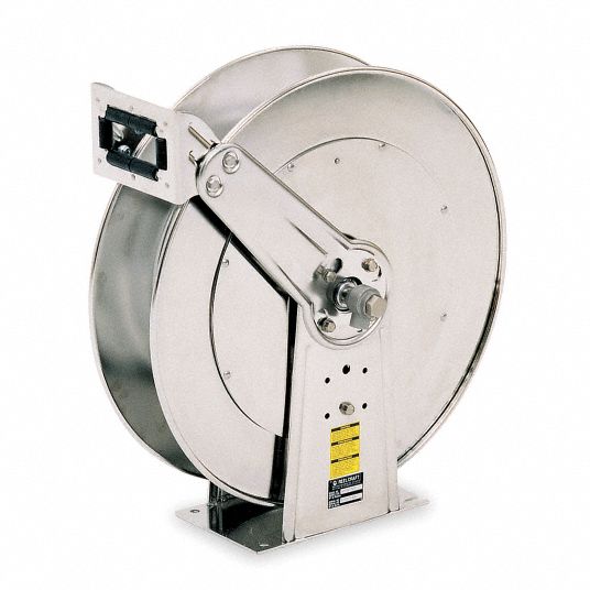 Reelcraft Spring Retractable Stainless Steel Air/Water Hose Reel — No Hose,  3/4in. x 75ft. Hose Capacity, 500 PSI, Model# D9300 OLSBW-S