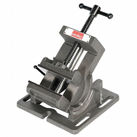 DAYTON Machine Vise: Angle, 4 in Jaw Wd, 4 in Jaw Opening, 1 1/2 in Throat  Dp, 8.875 in Overall Lg