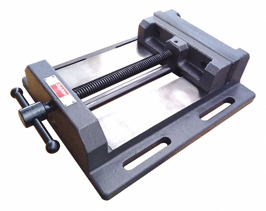 DAYTON Machine Vise: Std, 1000, 6 in Jaw Wd, 6 in Jaw Opening, 2 in Throat  Dp, 12-3/4 Overall Lg