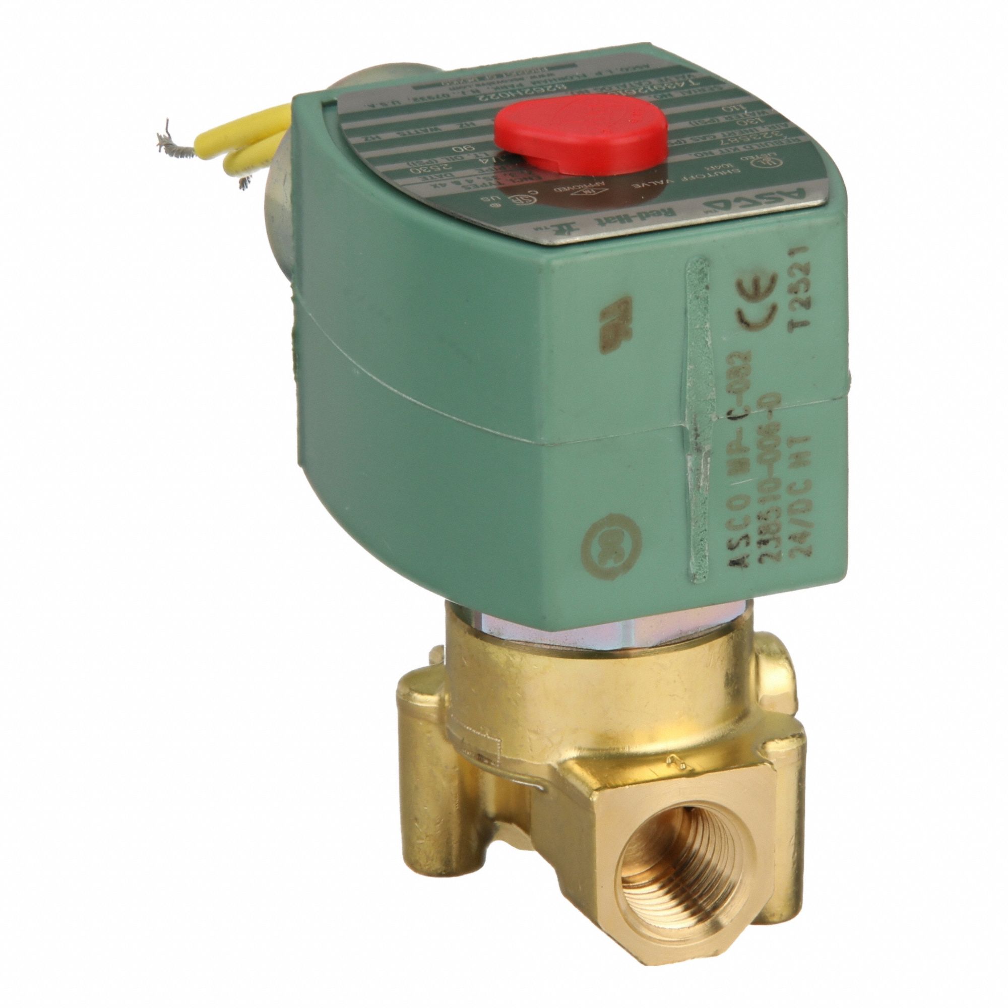 Solenoid Valve: 2-Way, Normally Closed, 1/4 in Pipe Size, 24V DC, High Flow, Brass Body