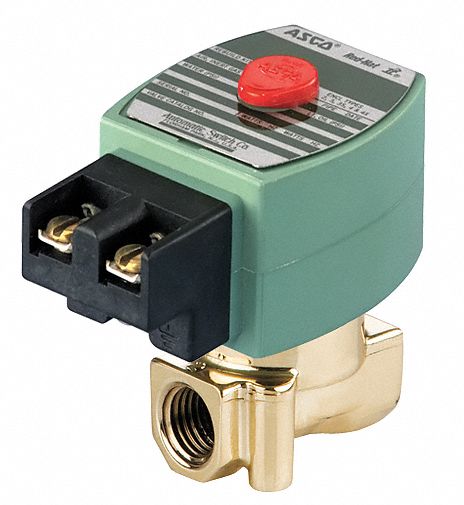 Solenoid Valve: 2-Way, Normally Closed, 1/4 in Pipe Size, 24V AC, High Flow, Brass Body