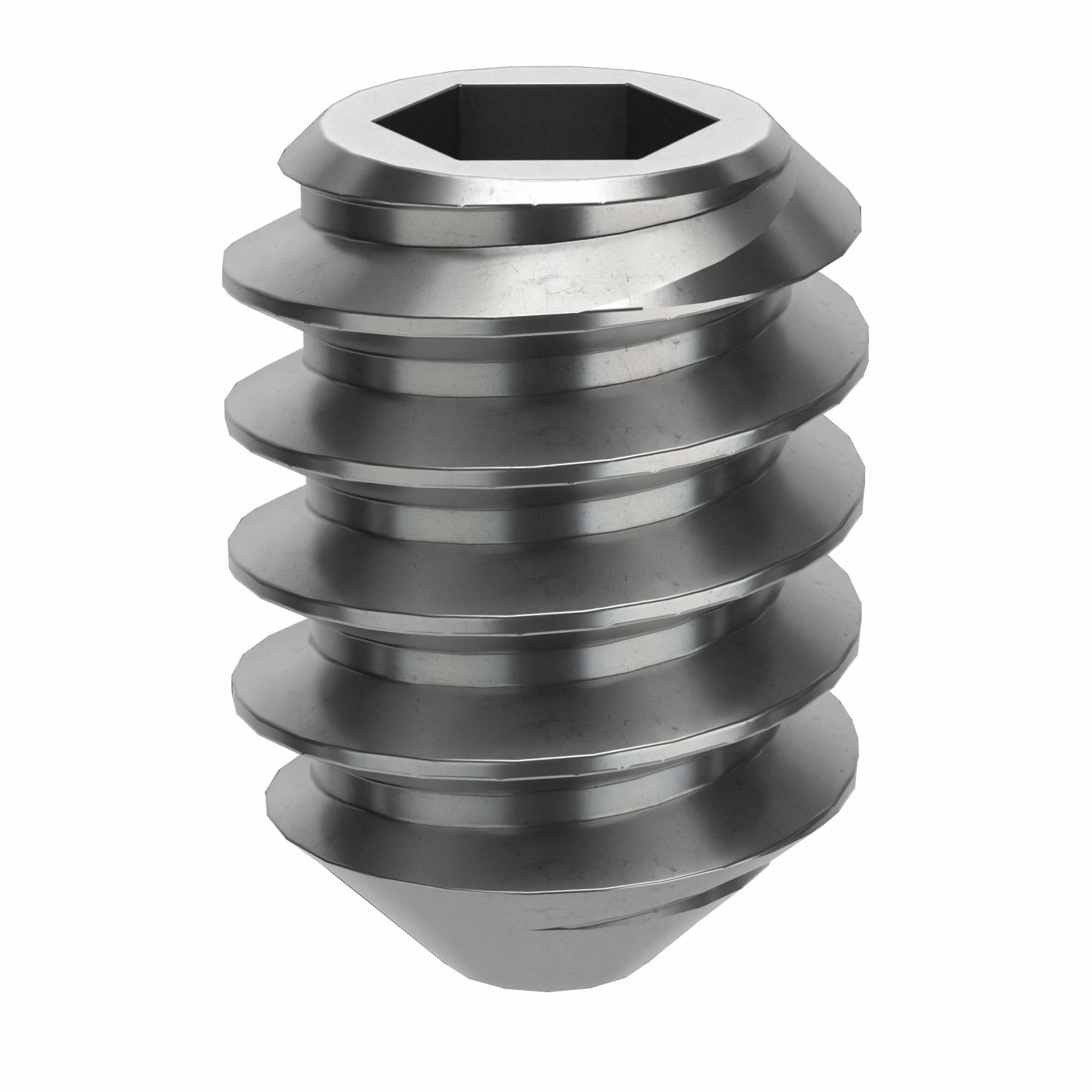 Socket Set Screw: #6-32 Thread Size, 3/16 in Overall Lg, Cup pt, Stainless Steel, Plain, 100 PK