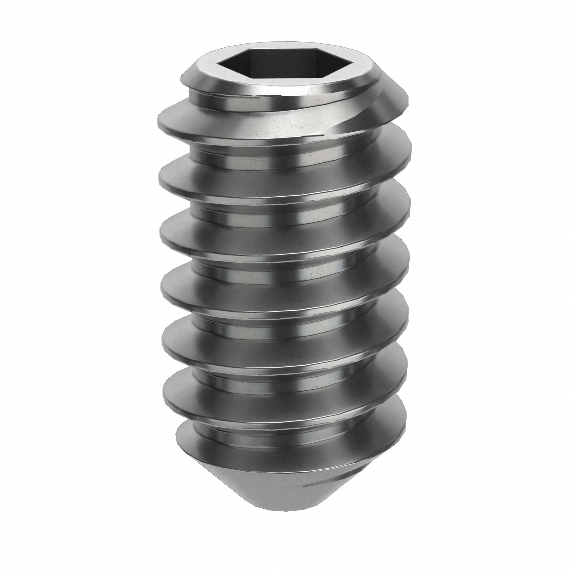 Socket Set Screw: #6-32 Thread Size, 1/4 in Overall Lg, Cup pt, Stainless Steel, Plain, 100 PK