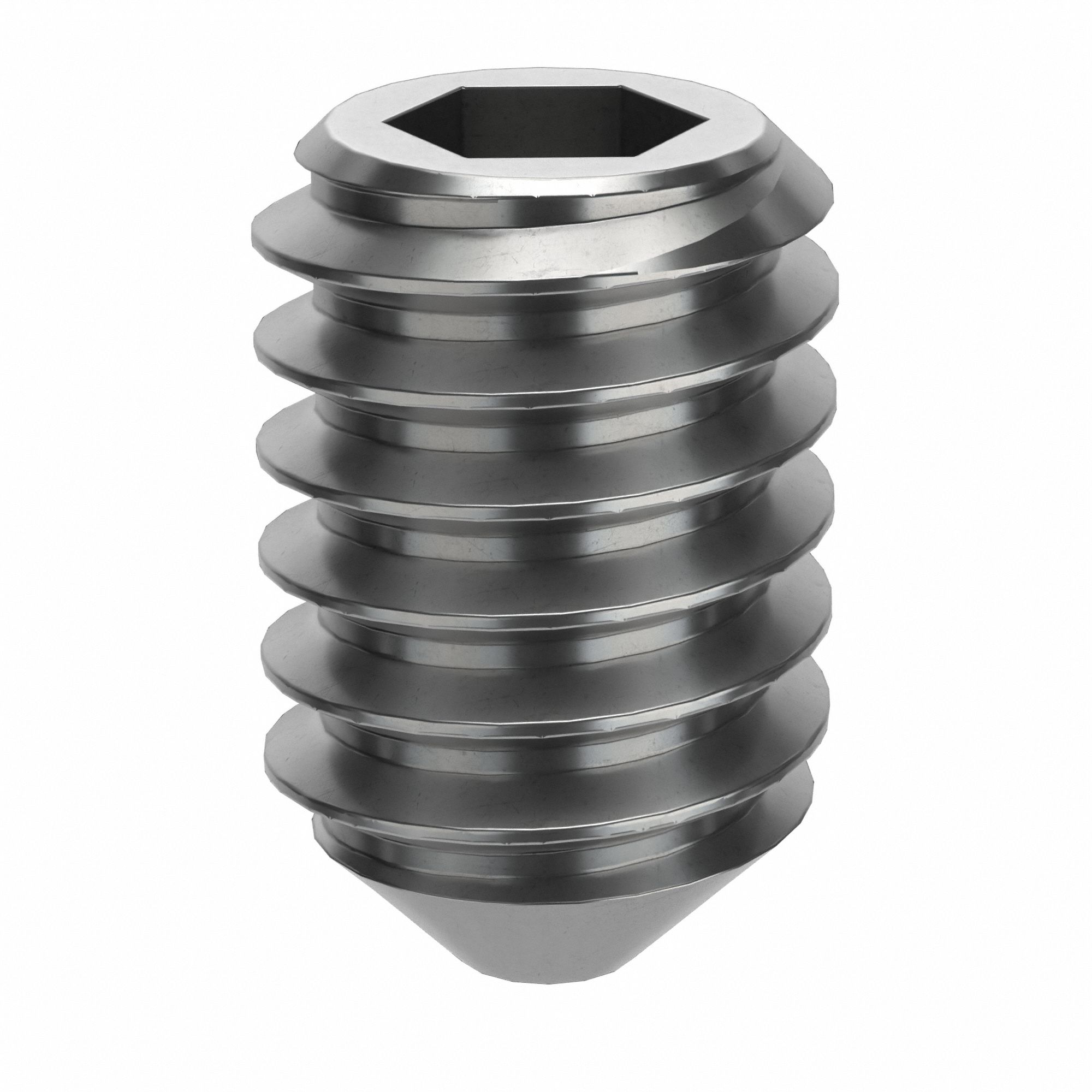 Socket Set Screw: #8-32 Thread Size, 1/4 in Overall Lg, Cup pt, Stainless Steel, Plain, 100 PK