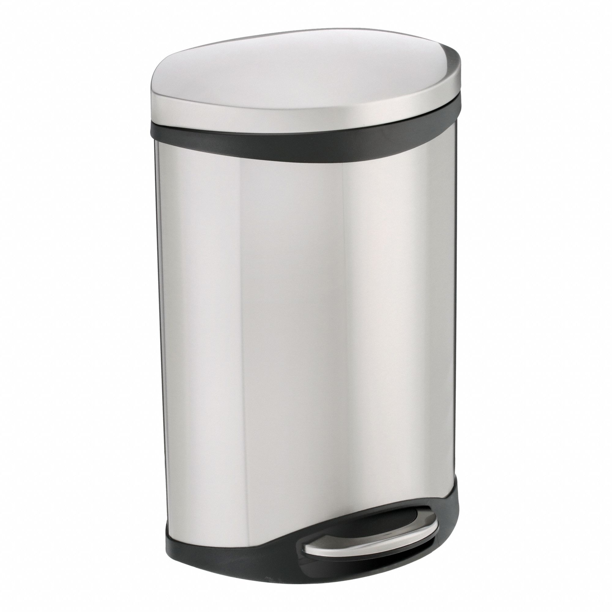 WASTEBASKET,OVAL,2-1/2 GAL.,SILVER