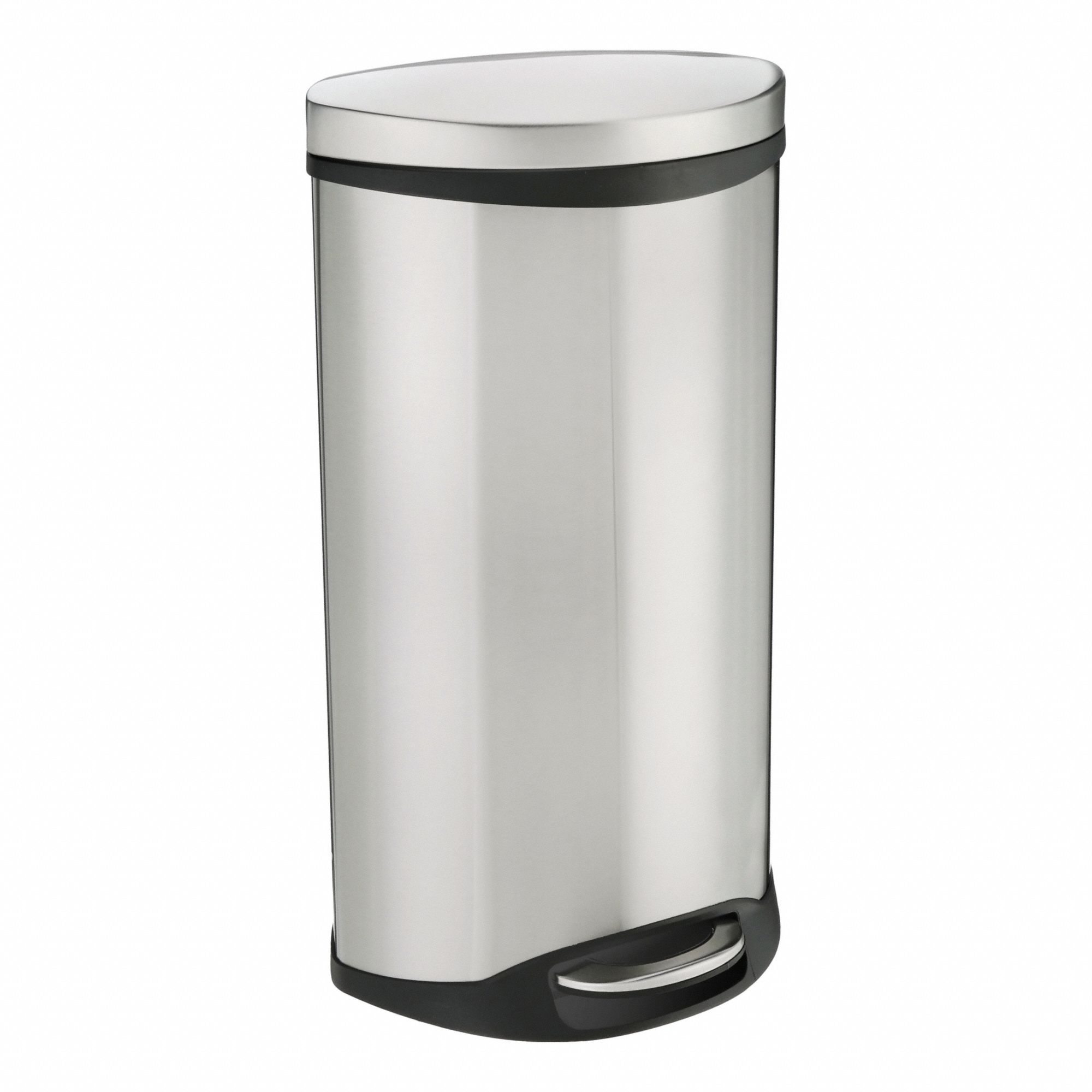 WASTEBASKET,OVAL,8 GAL.,SILVER