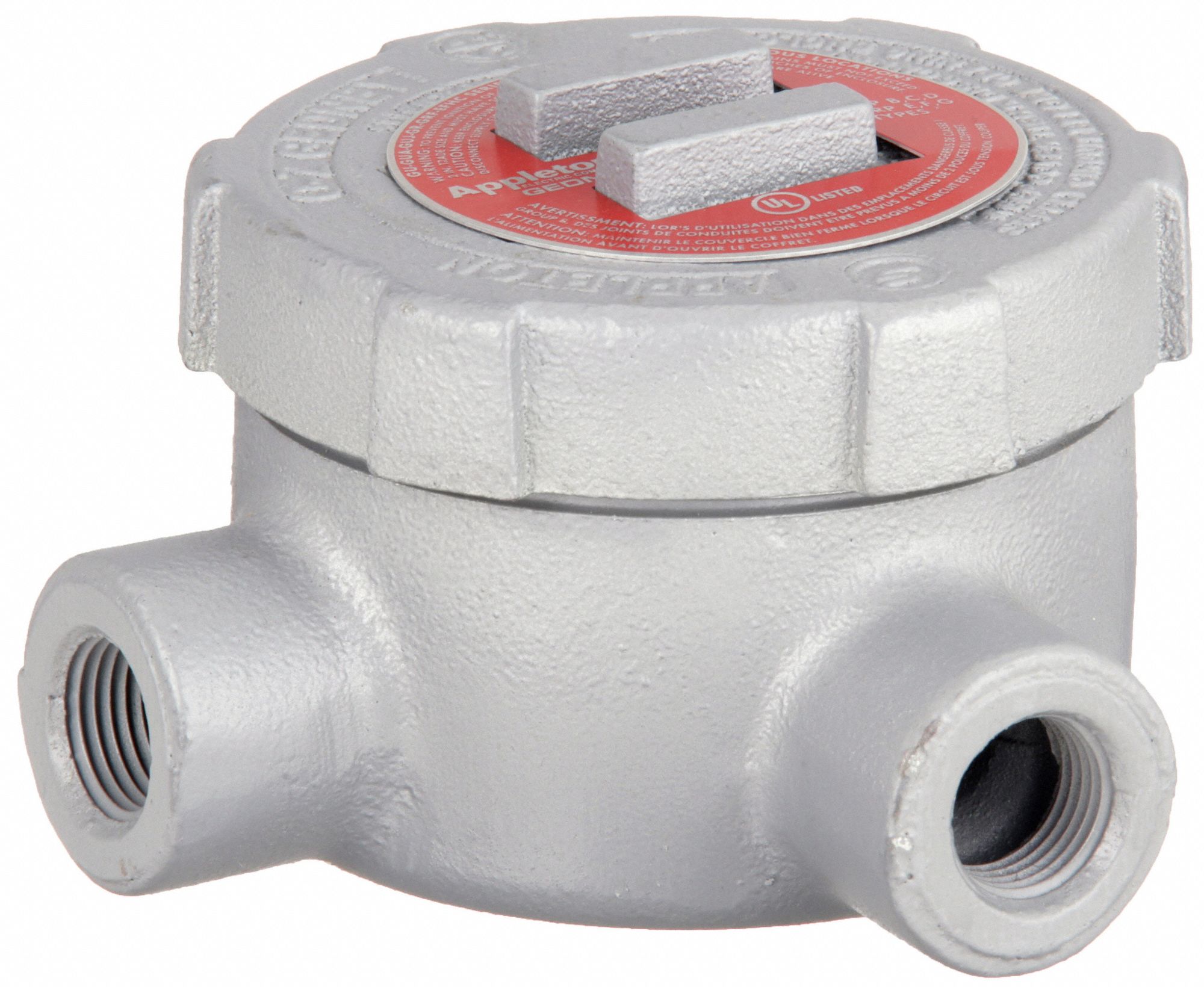 Conduit Outlet Body: Iron, GU, 1/2 in Trade Size, L Body, 19 cu in Body Capacity