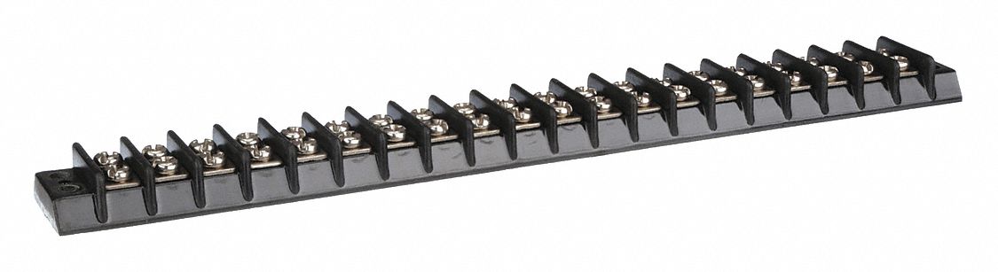 Barrier Terminal Strip: 20 Poles, 22 AWG – 14 AWG For Wire Sizes, 15 A Max Current