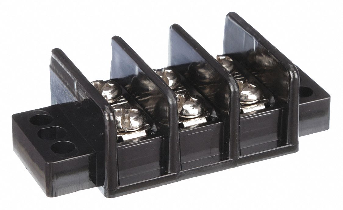 Barrier Terminal Strip: 3 Poles, 22 AWG – 10 AWG For Wire Sizes, 30 A Max Current