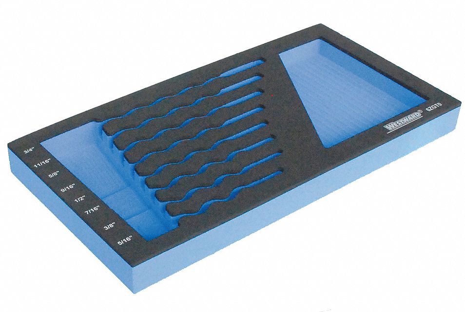 WESTWARD Black/Blue, Tool Storage Foam Inserts, EVA, 189 mm Overall