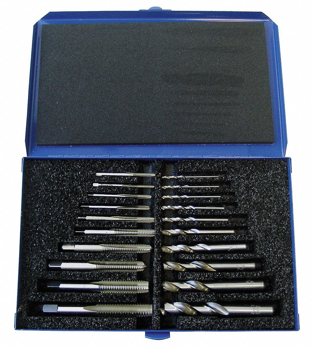6ZKF9 - Drill And Hand Tap Set 4-40-1/2-12 20 Pc
