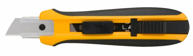 Utility Knife: 6 1/2 in Overall Lg, Steel Std Tip, Rubberized, Plastic, Black/Yellow