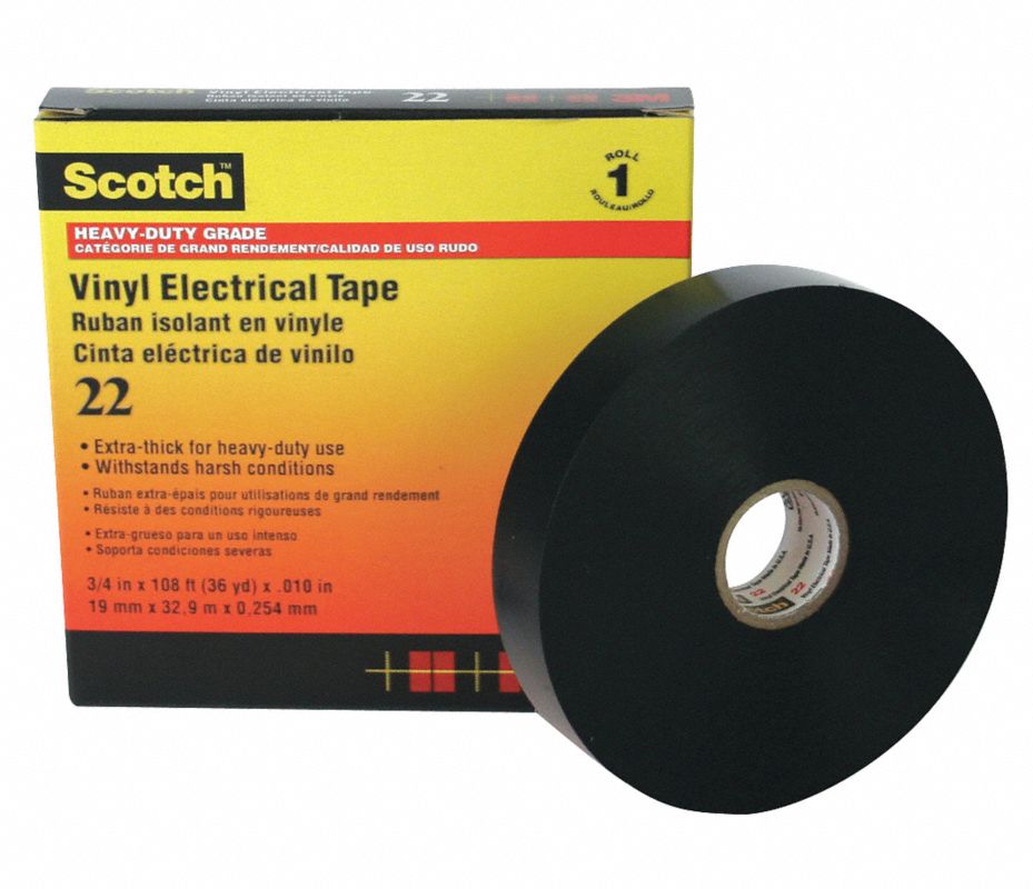 3M Cinta Eléctrica Aislante Negro PVC - 6ZYM2 | 2210-4X10FT - Grainger